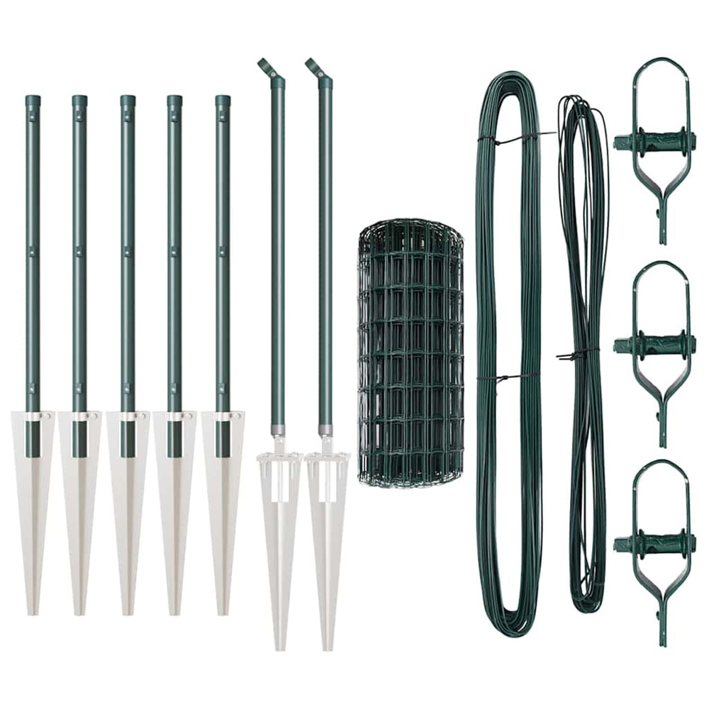 Clôture avec poteau vert 0,6 x 10 m acier et pvc