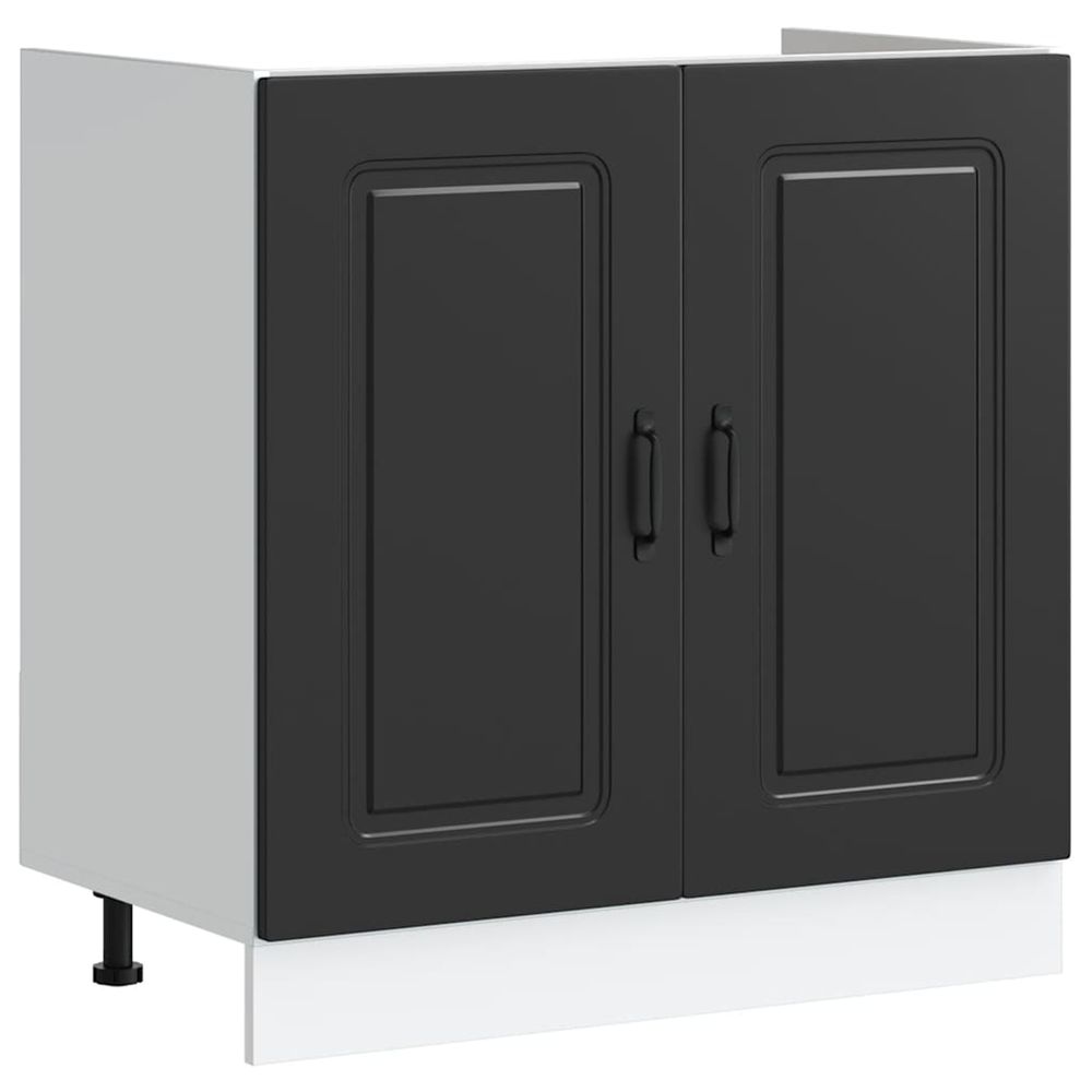 Meuble bas pour évier kalmar noir 80x46x81,5 cm bois ingénierie