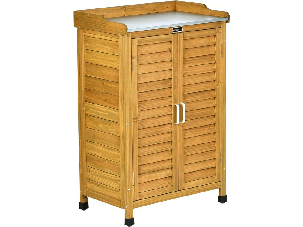 Armoire de jardin en bois avec roulettes 