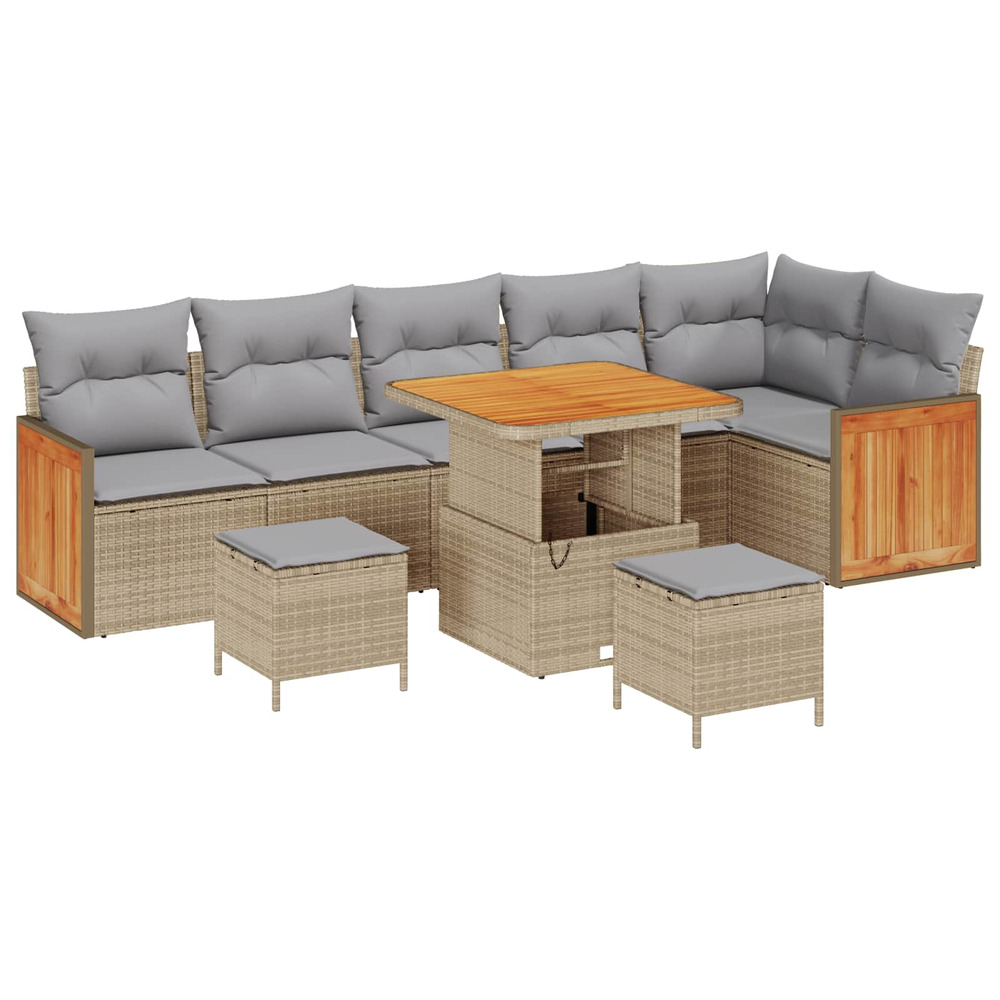 Ensemble de canapé de jardin 9 pcs beige et gris clair
