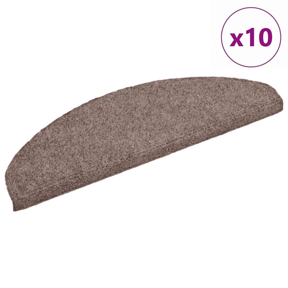Tapis d'escalier auto-adhésifs 10 pièces 65 x 21 x 4 cm marron clair demi-rond grand