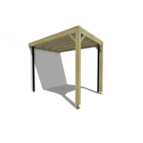 Carport bois adossé 7 m² • 2 x 3 m • hauteur de passage 2,37 m • sens profondeur • livraison comprise