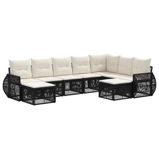Ensemble de canapé de jardin 9 pc noir polyrotin