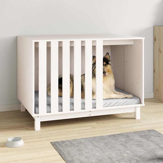 Niche xxl pour très grand chien bois massif blanc 100x70x72 cm