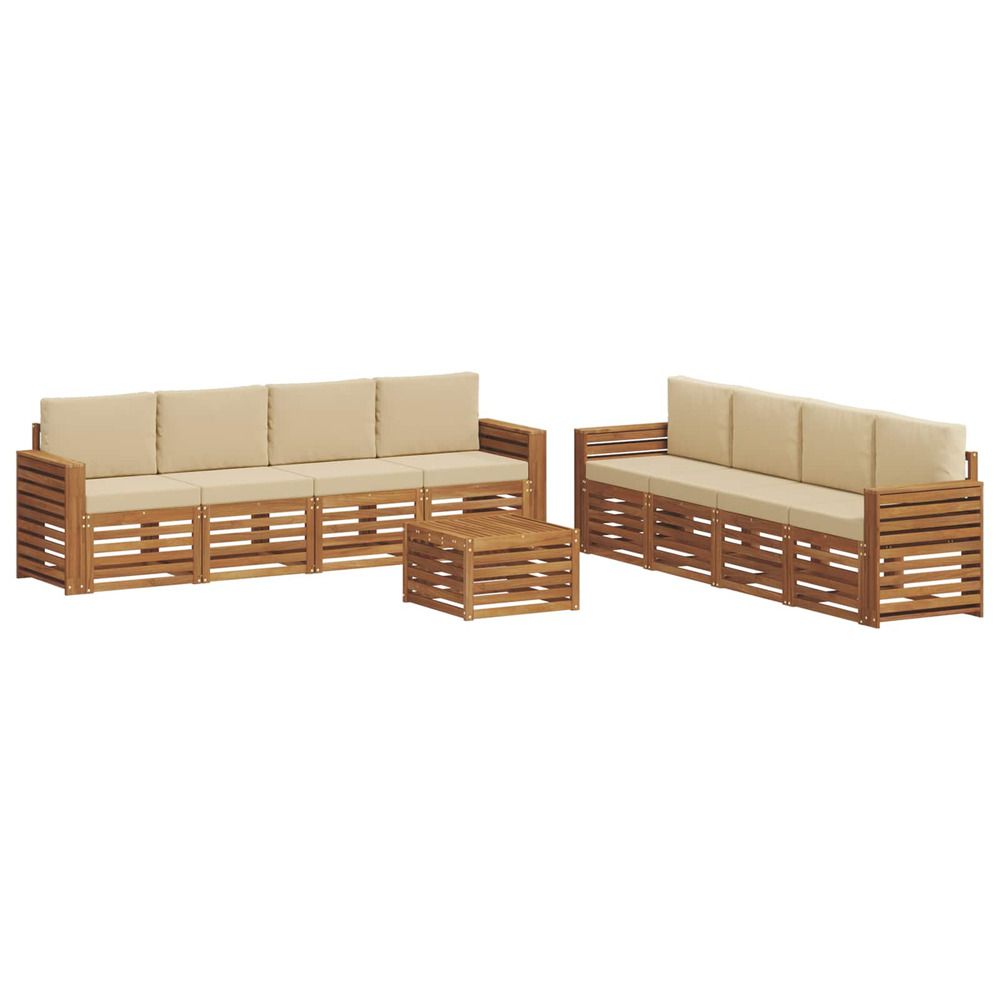 Ensemble de canapés d'extérieur 9 pc naturel et beige