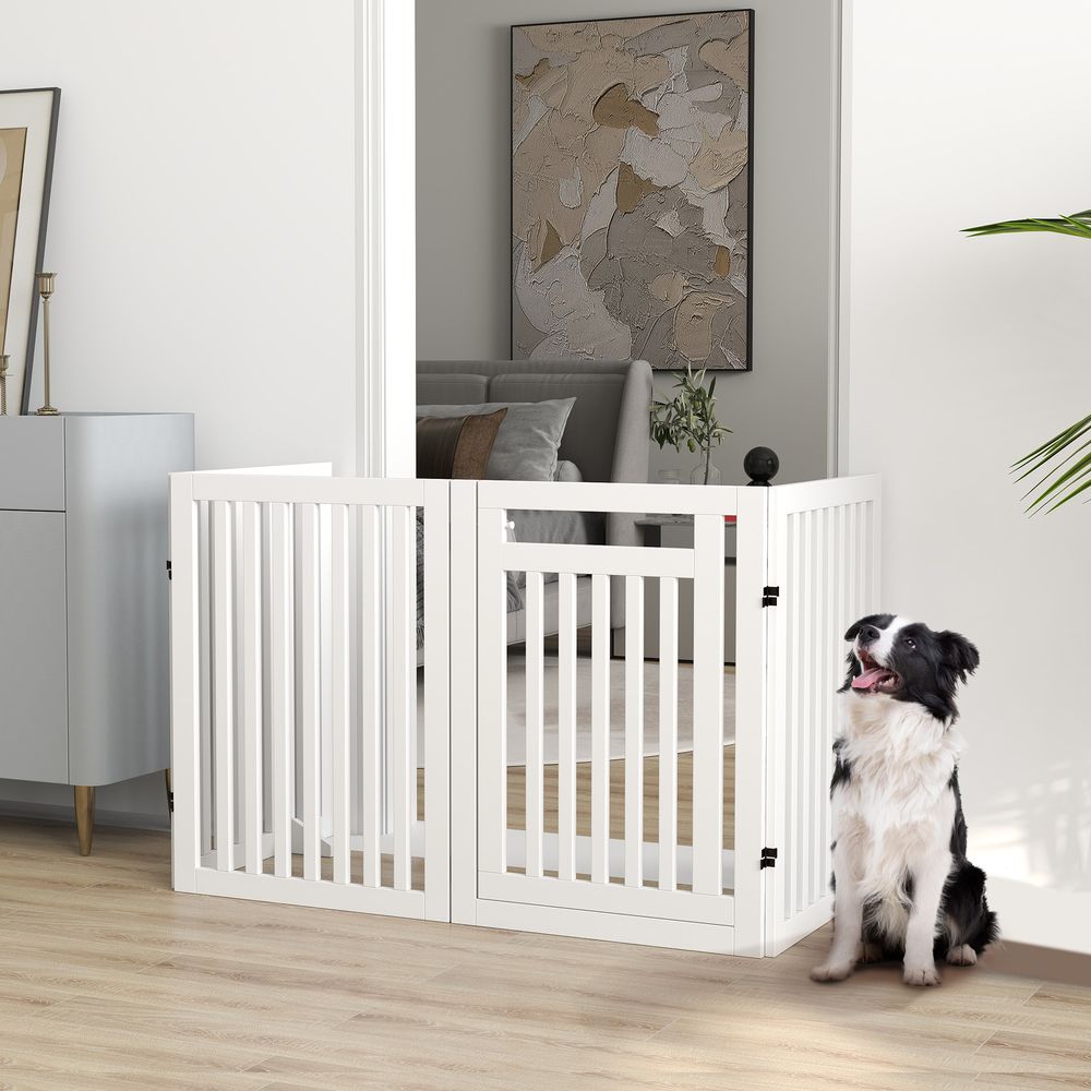 Barrière de sécurité chien mdf pliable 4 panneaux extensible 240cm blanc - comfortxl pet living