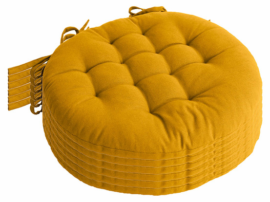 Lot de 6 galettes piquées ronde panama moutarde ø 38 cm