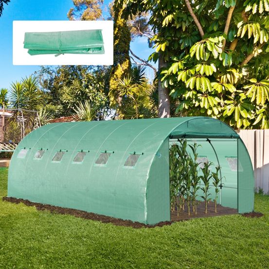 Bâche serre tunnel rechange pe anti-uv 12 fenêtres 18m² 6x3m - comfortxl outdoor living
