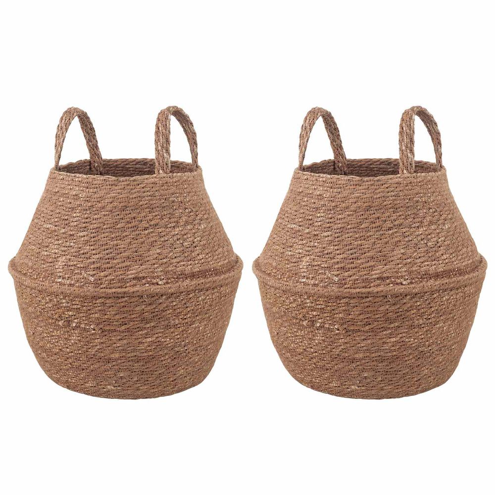 Pot de plante avec poignées 2 pc naturel ø 22 x 20 cm