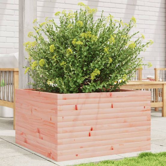 Jardinière carrée moyenne en bois de douglas – bac de culture robuste et esthétique pour extérieur – 80x80cm naturel