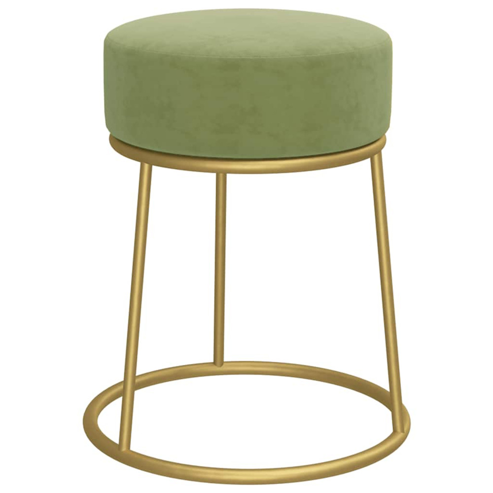 Tabouret rond vert moutarde velours