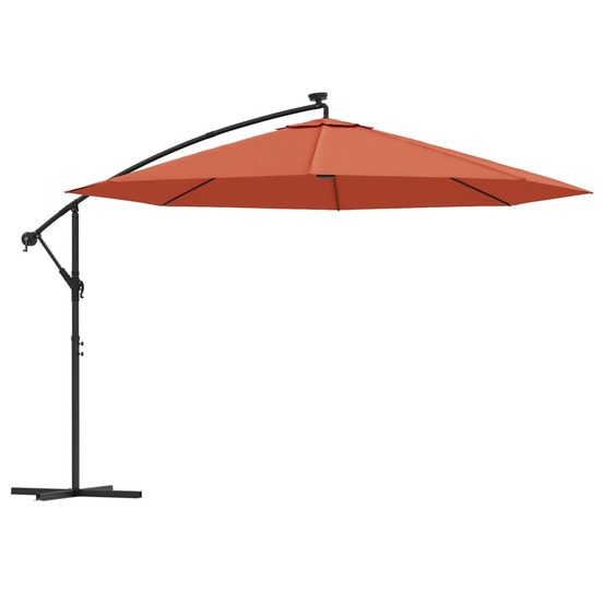 Parasol déporté avec lumières led terre cuite 350 cm