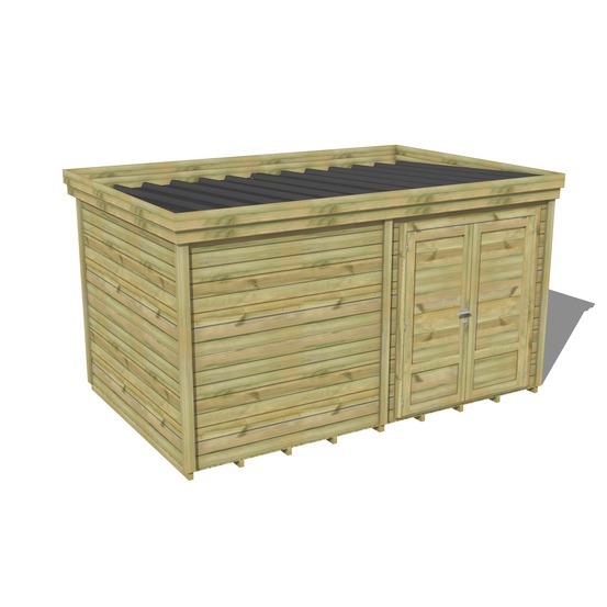 Abri de jardin bois pin traité autoclave 27mm - 5,19x2,64m / 14m2 - bac acier - plancher bois