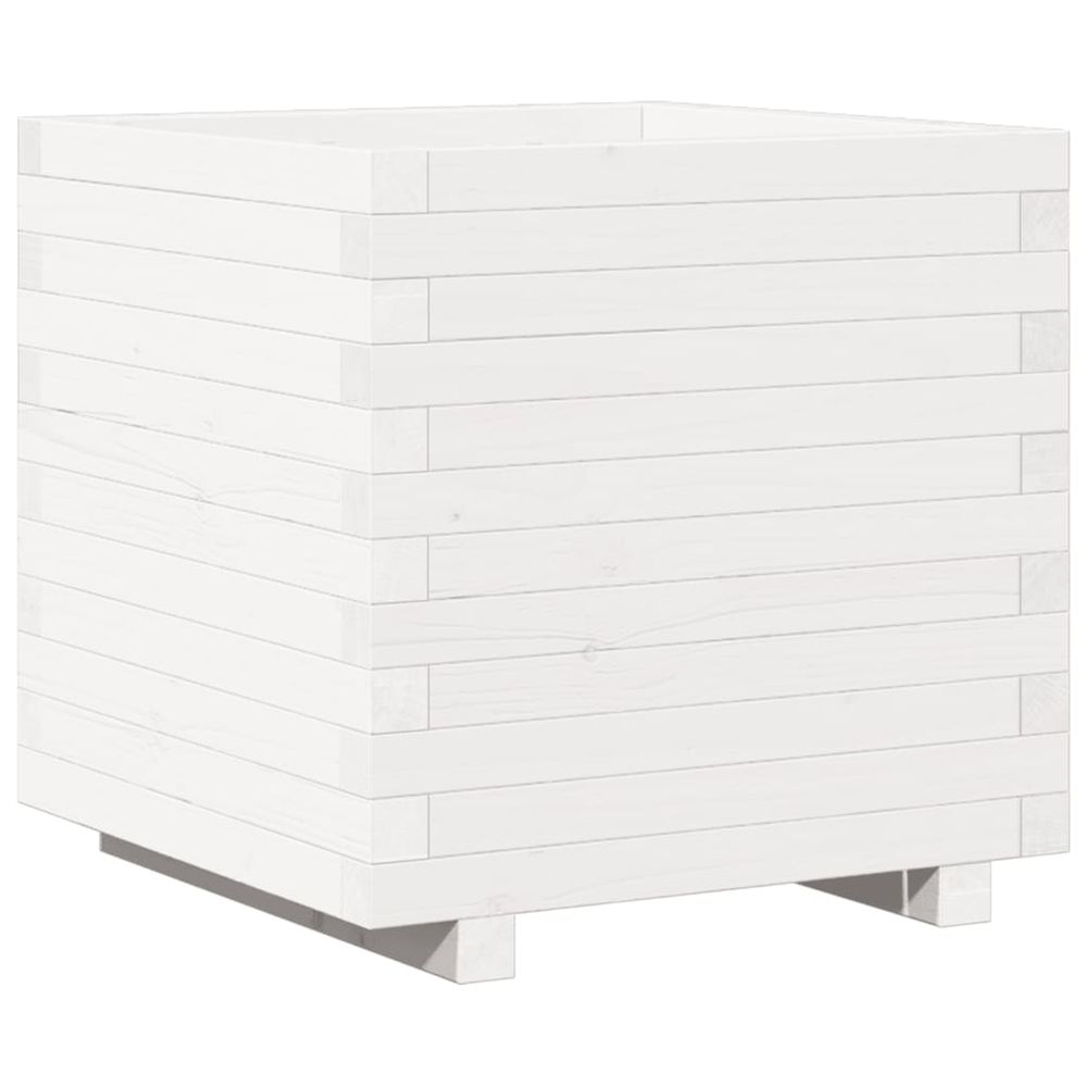 Jardinière d'extérieur blanc 50x50x49,5 cm bois de pin massif