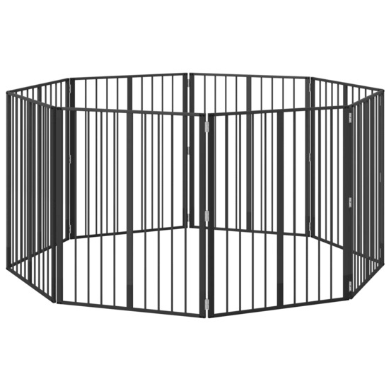 Porte pour chien 8 pcs noir 80 x 100 cm acier galvanisé