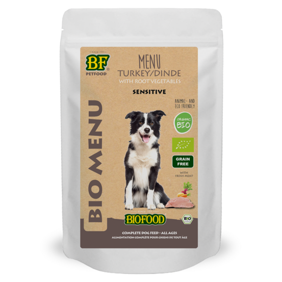 Pâtée BIO à base de dinde, betteraves, pommes de terre et fenouil pour chien, 150g