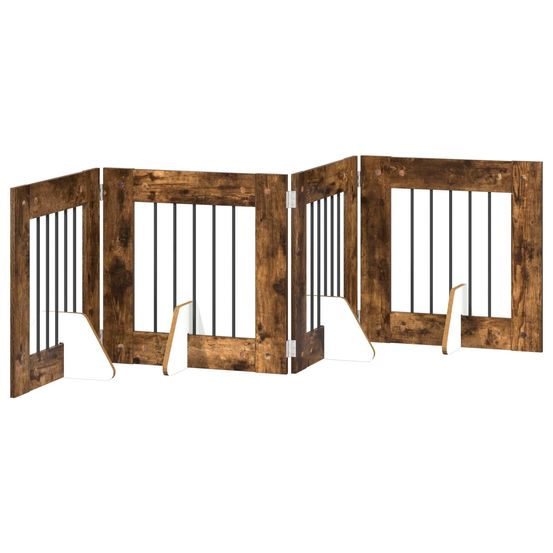Porte de chien pliable avec supports 4 pc chêne fumé 241 cm