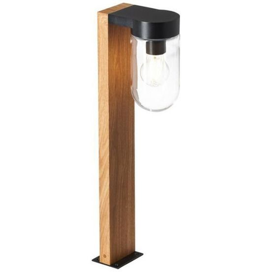 Borne extérieure cabar - - bois foncé/noir - métal/verre e27 1x40w
