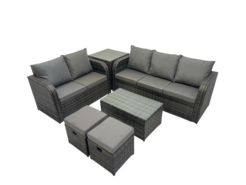 7 places ensemble de meubles de jardin avec table basse canapé 3 places canapé d'amour 2 petits tabourets table d'appoint