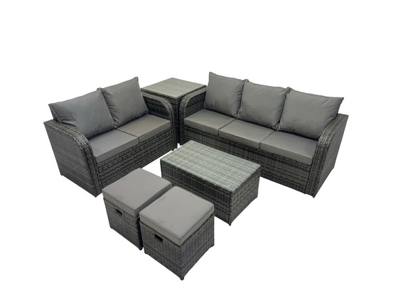 7 places ensemble de meubles de jardin avec table basse canapé 3 places canapé d'amour 2 petits tabourets table d'appoint