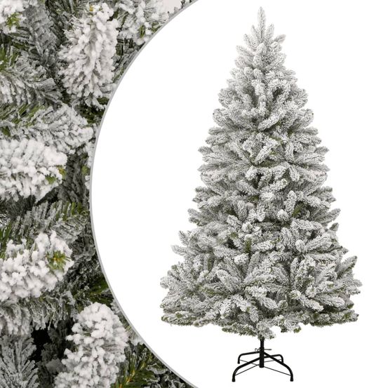 Sapin de noël artificiel floqué pvc installation facile pour intérieur blanc 210 cm