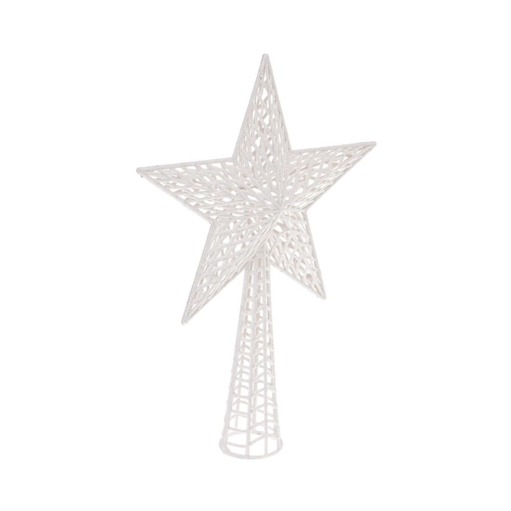 Déco sapin de noël cimier étoile blanc pailleté