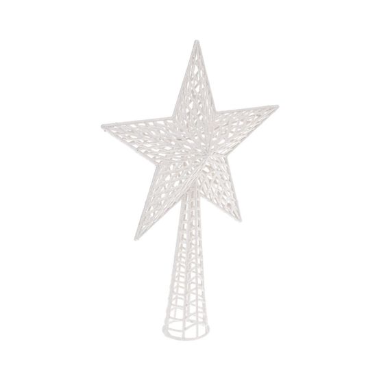 Déco sapin de noël cimier étoile blanc pailleté