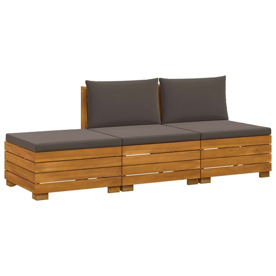 3 pc ensemble de canapés d'extérieur bois d'acacia massif
