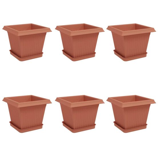 Pots de plantes 6 pc rouge brique plastique