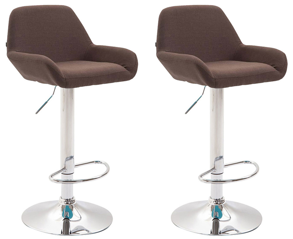 Lot de 2 tabourets de bar braga tissu chrome
