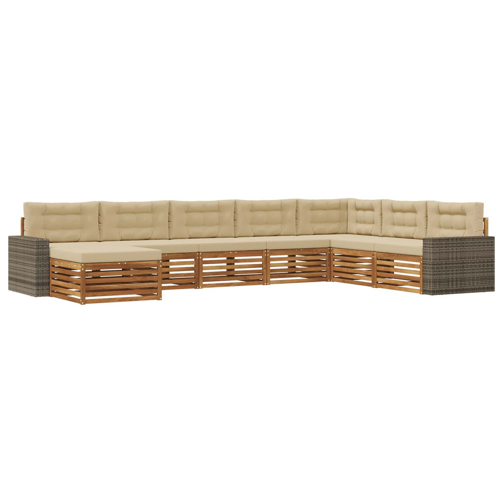 Ensemble de canapés d'extérieur 8 pcs naturel et beige