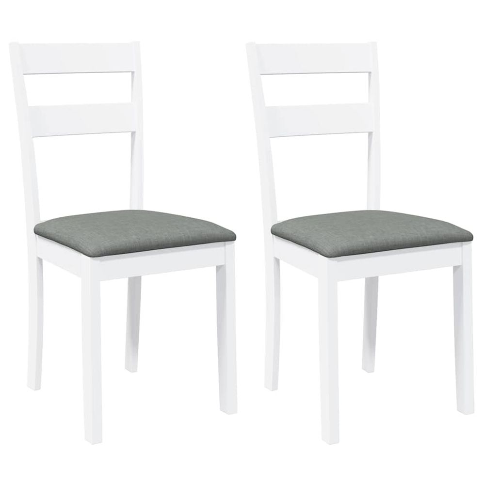 Chaises à manger coussins 2 pcs blanc bois massif caoutchouc
