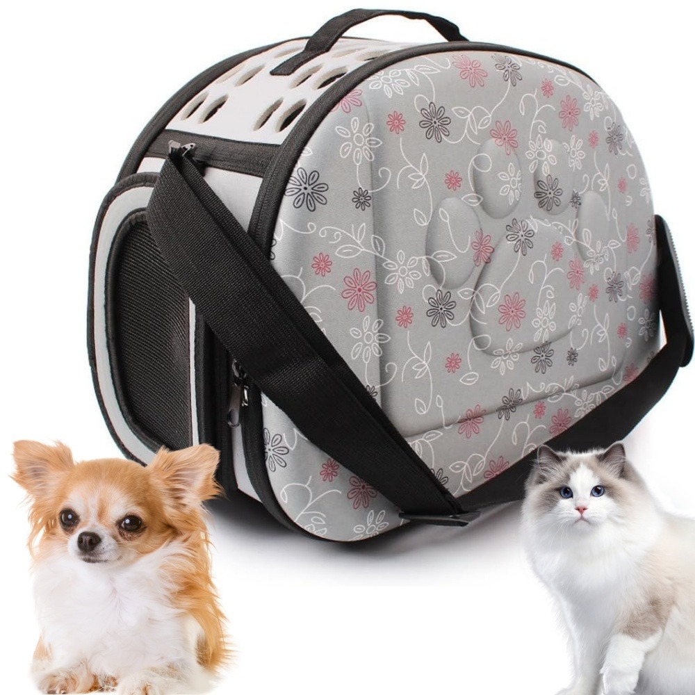 Sac pour chat-sac de transport pliable pour chat et chien-gris-42*33*28.5cm