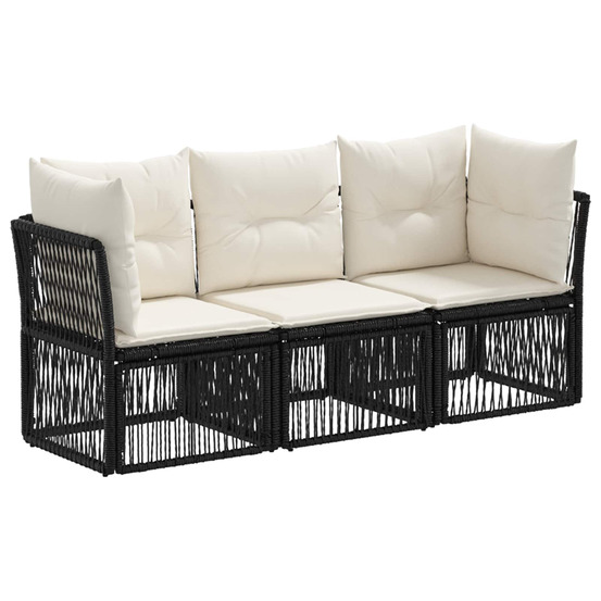 Ensemble de canapé de jardin 3 pcs noir polyrotin