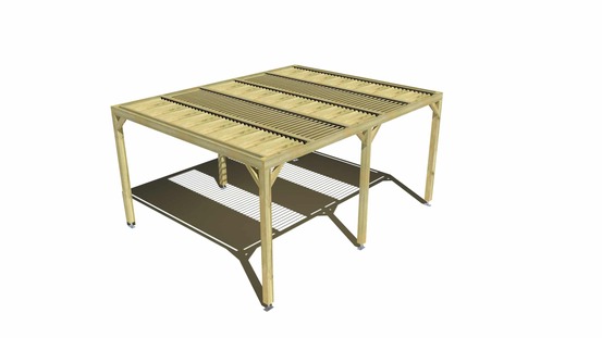 Pergola bois • 5m x 4m • indépendante • sens profondeur • lames orientables bioclimatiques incluses • livraison comprise