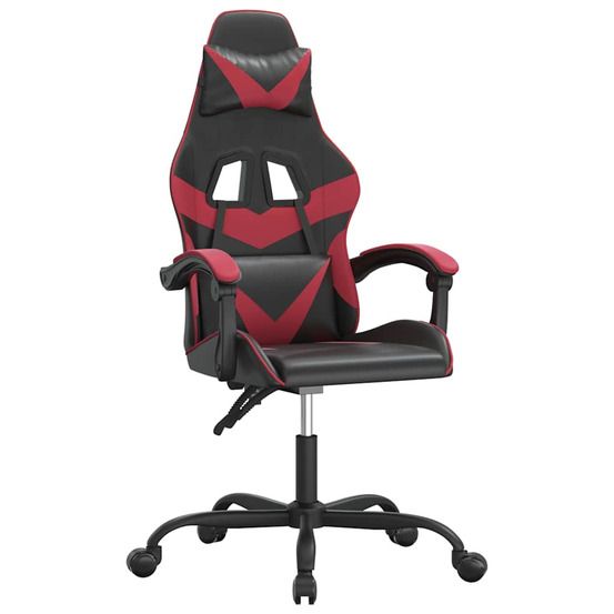 Chaise de jeu pivotante noir et rouge bordeaux similicuir