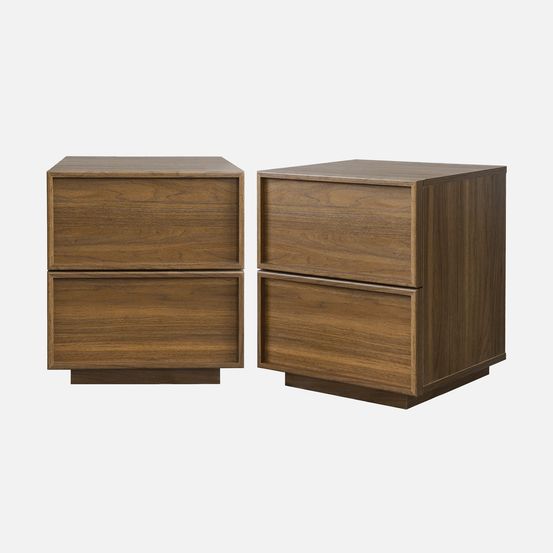 Lot de 2 tables de chevet décor bois 2 tiroirs - kuba