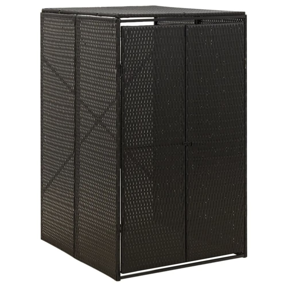 Abri pour poubelle noir 70x80x117 cm résine tressée