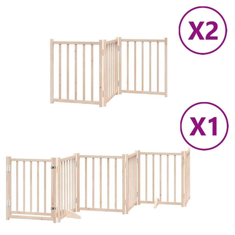 Barrière pour chien porte pliable 12 panneaux bois de peuplier