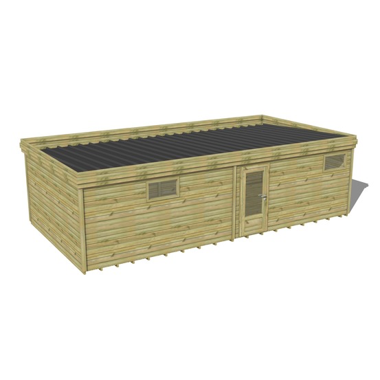 Abri de jardin bois pin traité autoclave 27mm - 9,09x4,34m / 39m2 - bac acier - plancher bois