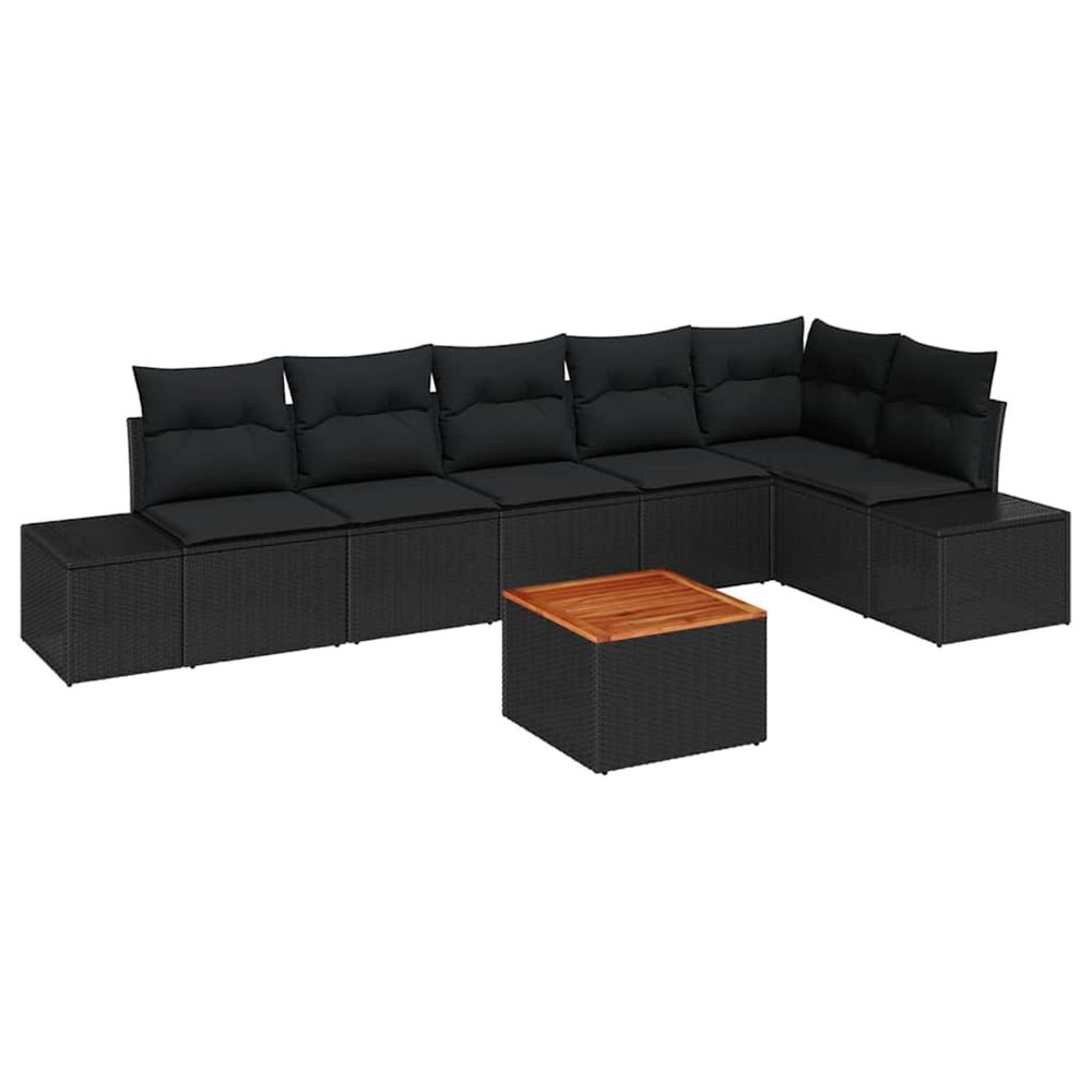 Ensemble de canapé de jardin 7 pc noir polyrotin