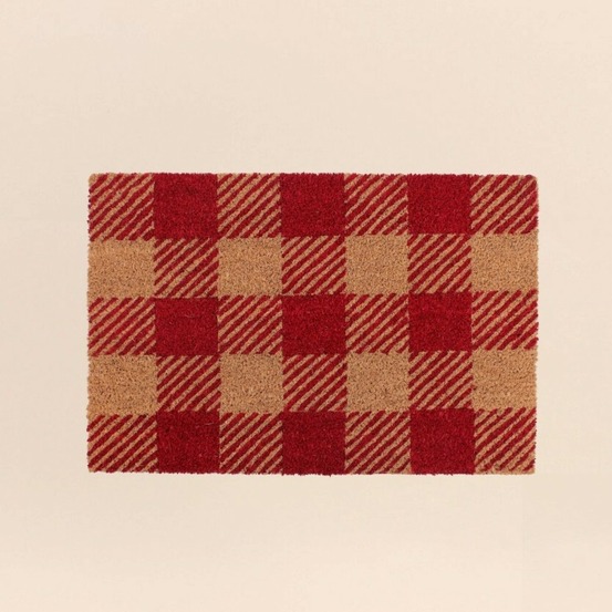 Paillasson coco carreaux écossais rouges 40x60cm