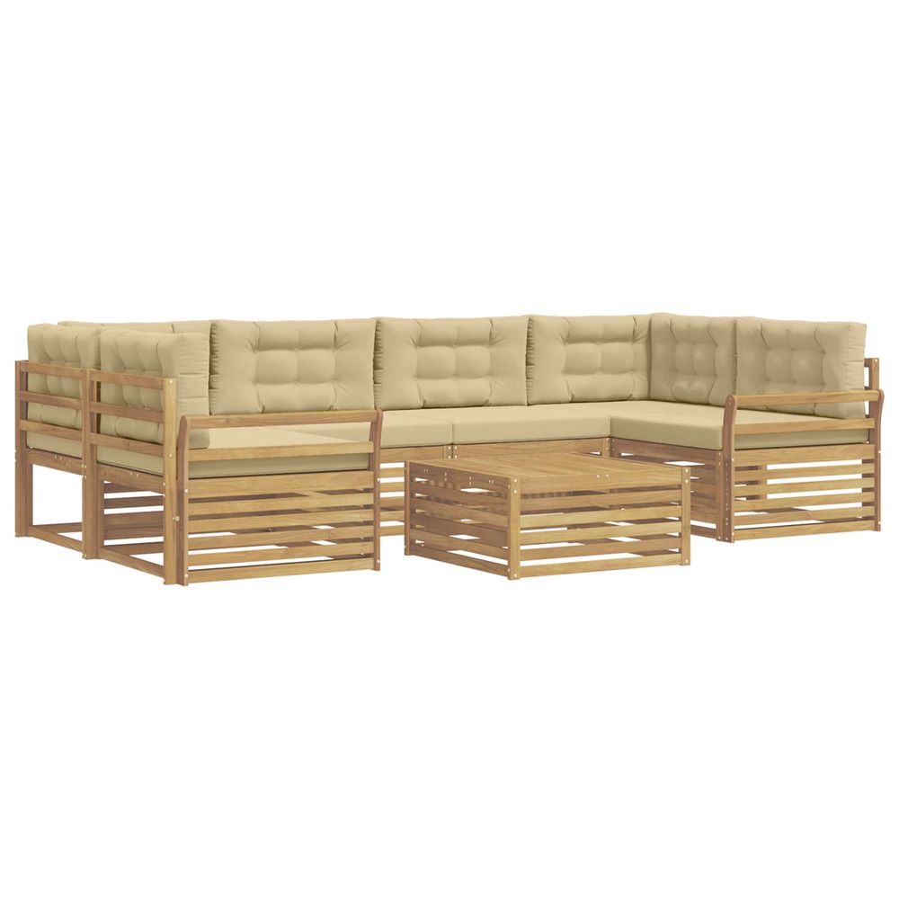 Ensemble de canapés d'extérieur 7 pc blanc et beige