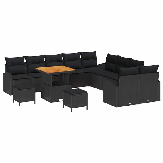 Ensemble de canapé de jardin avec coussin 13 pcs noir