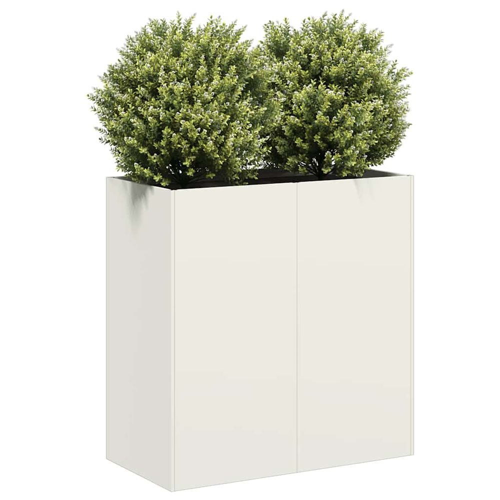 Jardinière mi-haute rectangulaire en acier laminé à froid résistante pour balcon urbain blanc 80x40x80cm