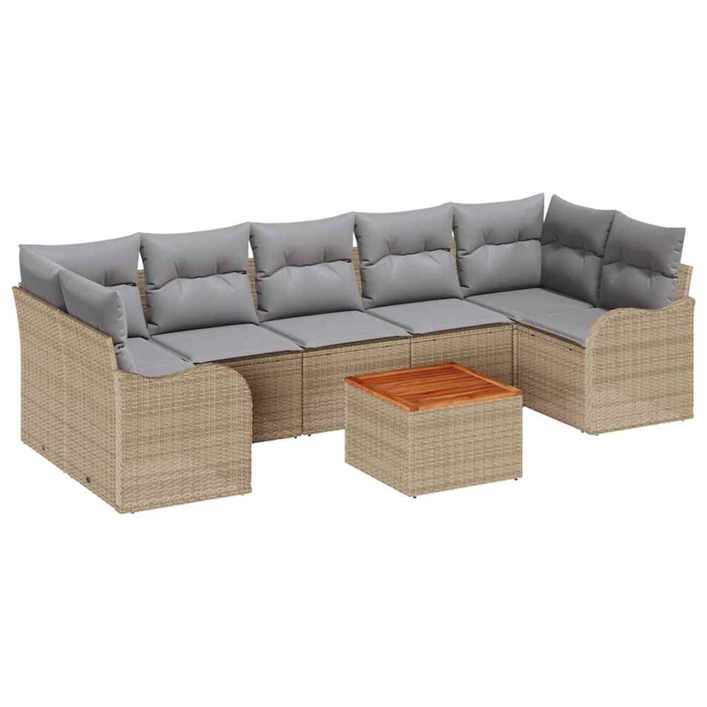 Ensemble de canapé de jardin 8 pc beige polyrotin