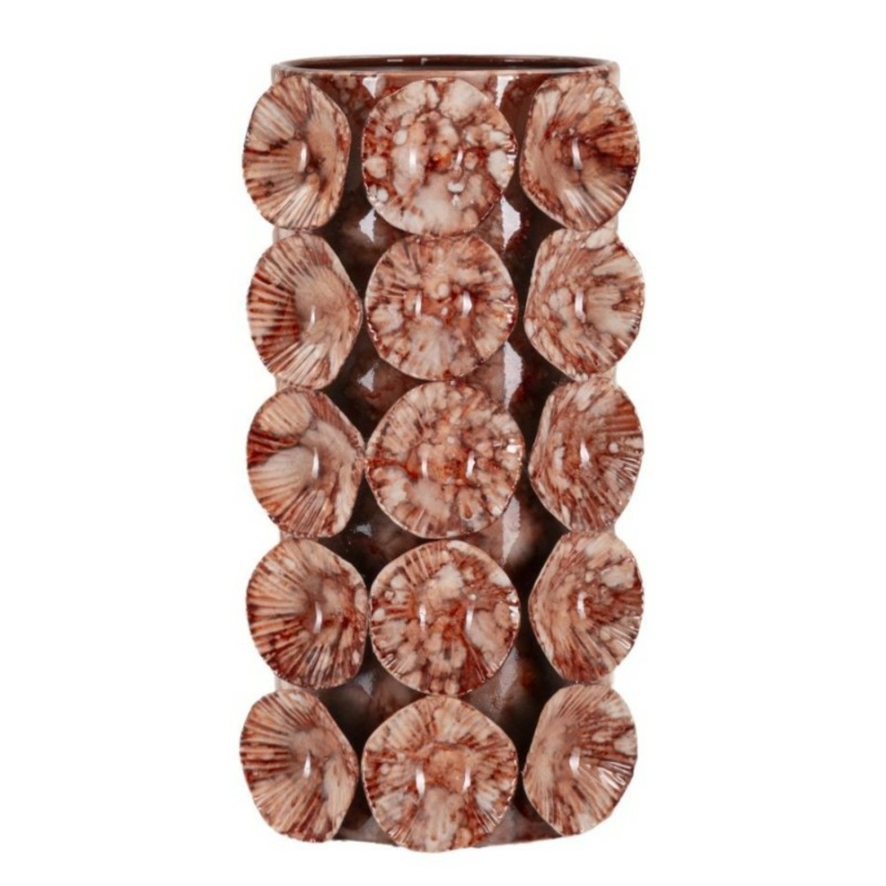 Vase coquillage en métal marron 12.5x12.5x24 cm