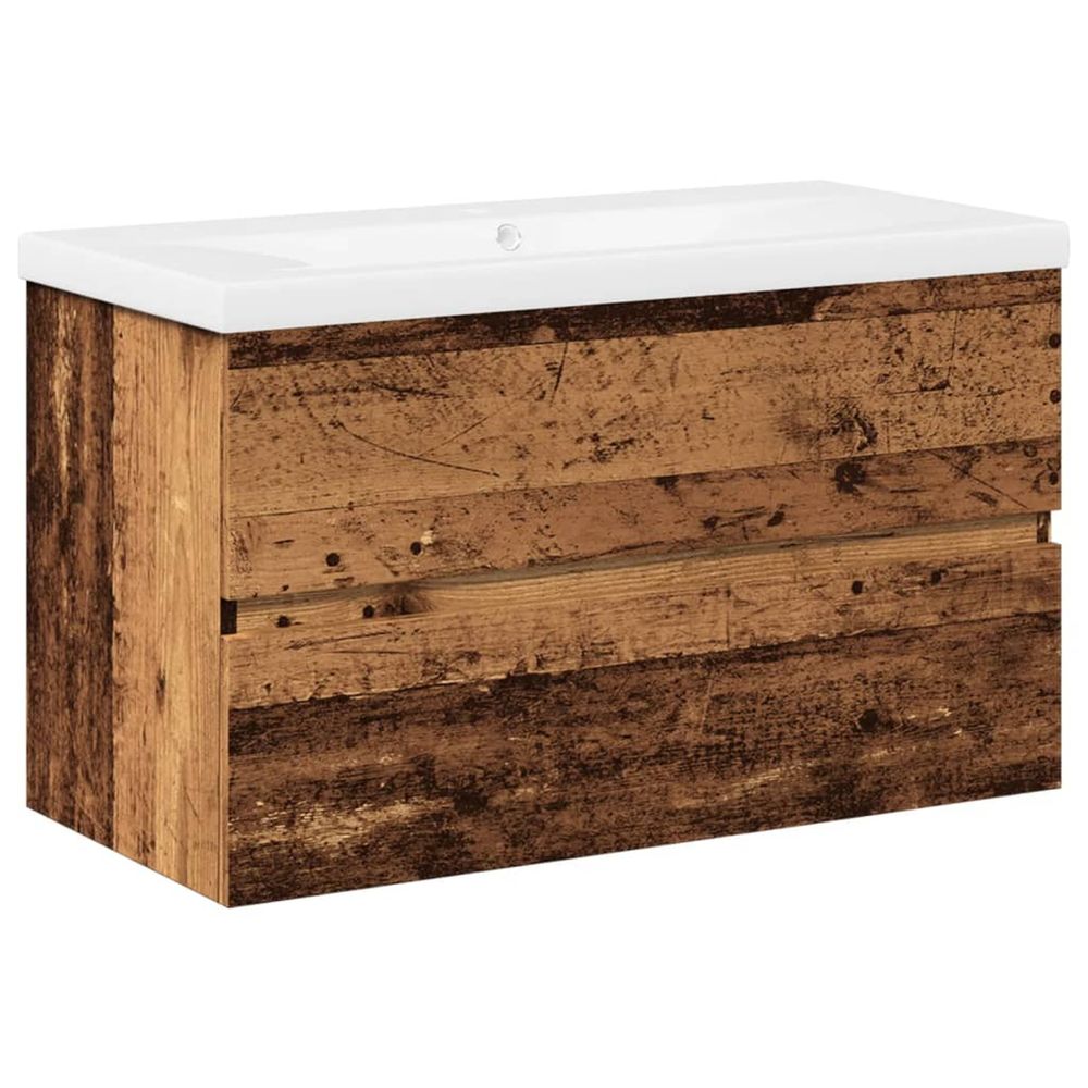 Armoire lavabo avec bassin intégré vieux bois