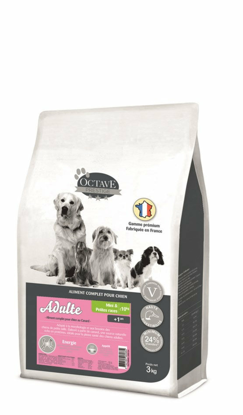 Octave prestige - croquettes au canard pour chien de petite taille 3kg