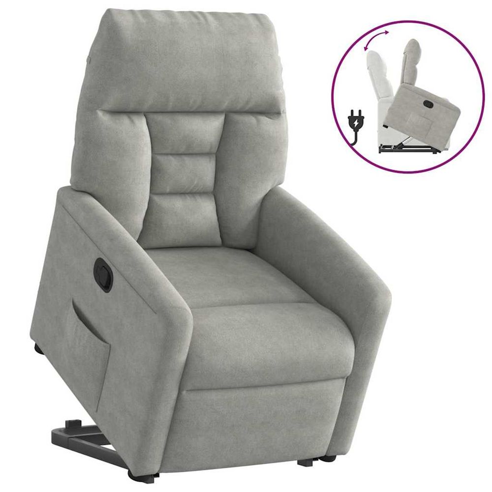Fauteuil inclinable gris clair tissu microfibre
